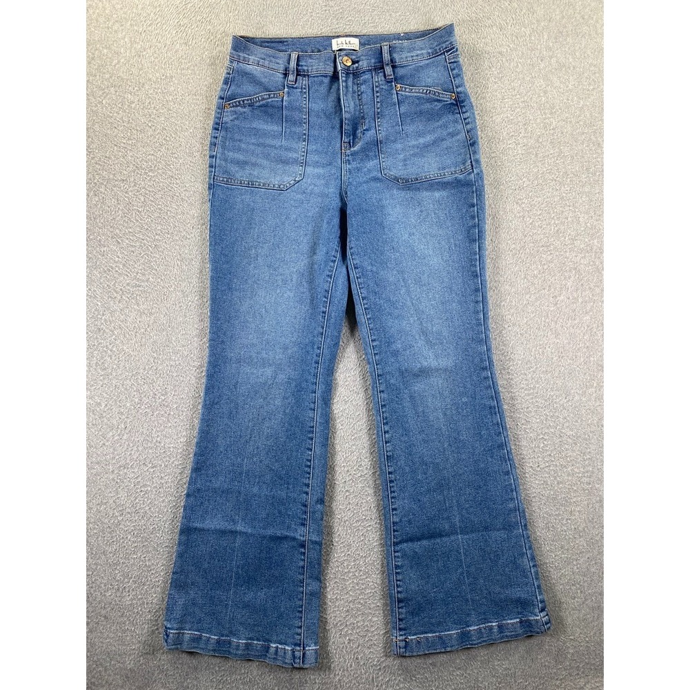Nicole Miller New York Jeans Womens 8 Nomad Super High Rise Flare Light Wash